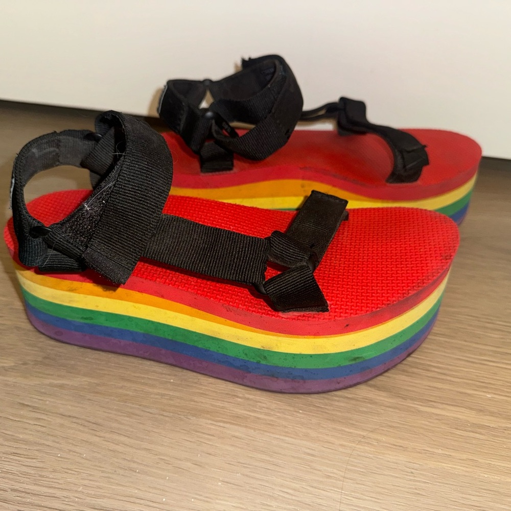 Teva Red Platform Sandals with Adjustable Straps